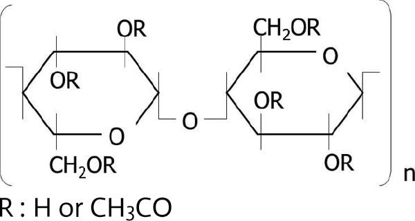 Structural formula of cellulose acetate