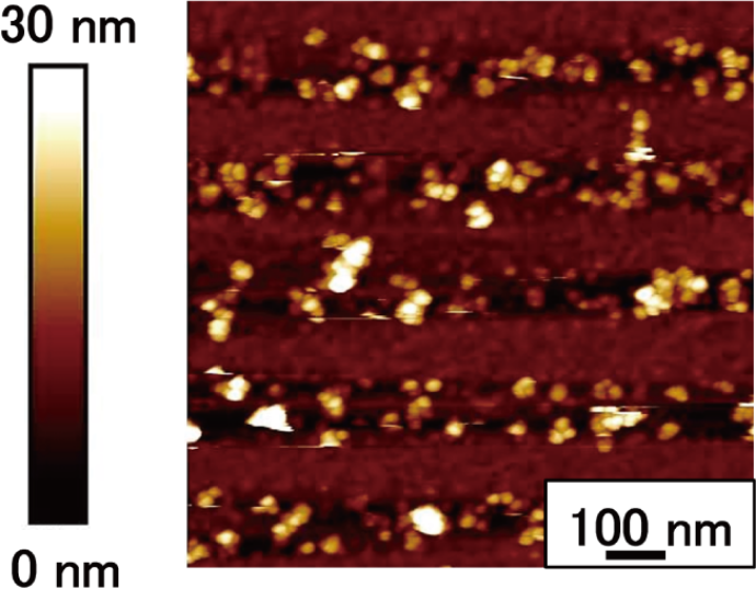 Nanodiamonds arranged in a line pattern
