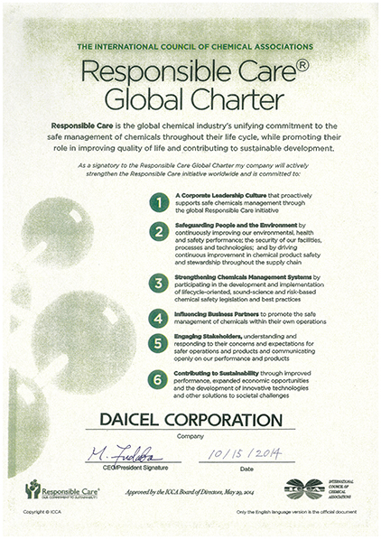 Declaration of Support for the Responsible Care Global Charter