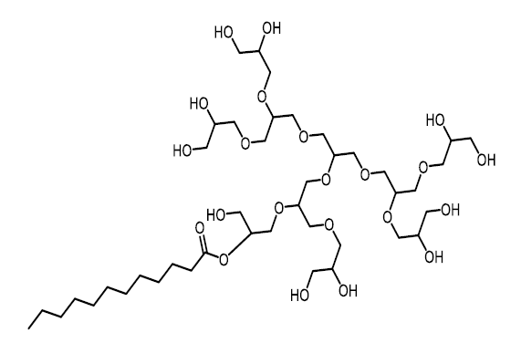 ラウリン酸ポリグリセリル-10の化学構造式