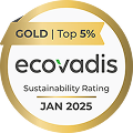 GOLD Top 5パーセント ecovadis Sustainability Rating JAN 2025